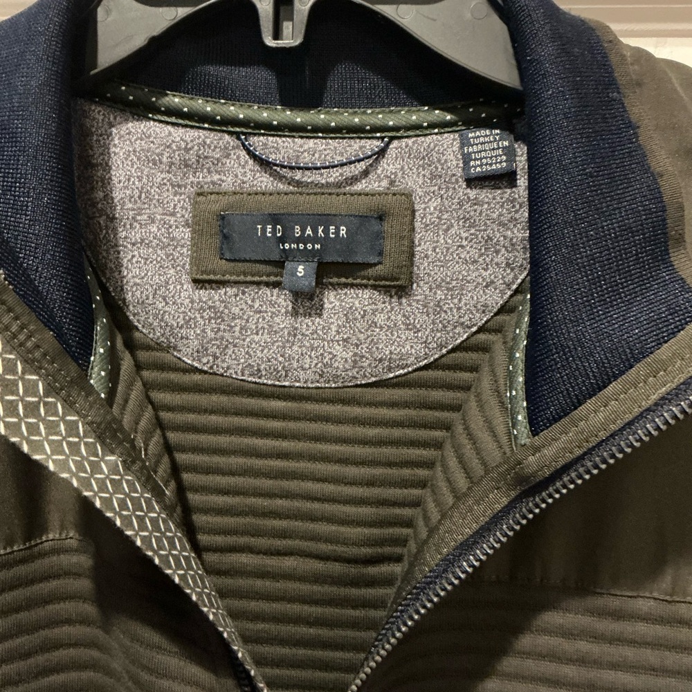 Ted Baker London Sardin Quilted Classic Jacket Olive Green Mens Size 5 US XL - Picture 2 of 14